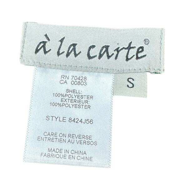 A La Carte Brown Pattern Band Collar Stretch Lightweight Button Up Jacket Pocket - Picture 11 of 12